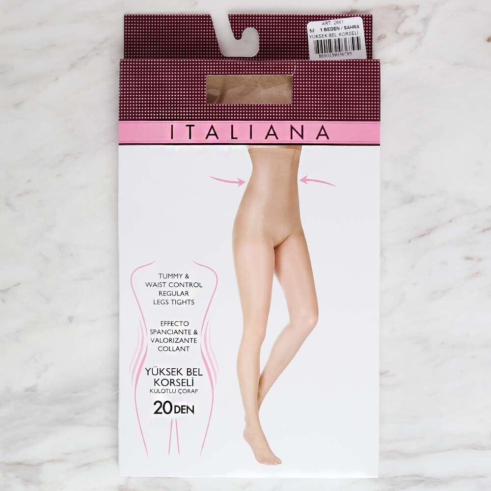 İtaliana 2661 Yüksek Bel Korseli Külotlu Çorap, Sahra 52/1 Beden